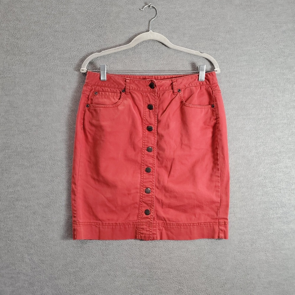 J. Jill Women Skirt 6 Pink Mini Pencil Button Up Stretch‎ Pockets Casual
